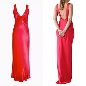 Rumored Sunset Strip Maxi‎ Dress Cranberry LARGE Slip Cranberry Red Sexy $128